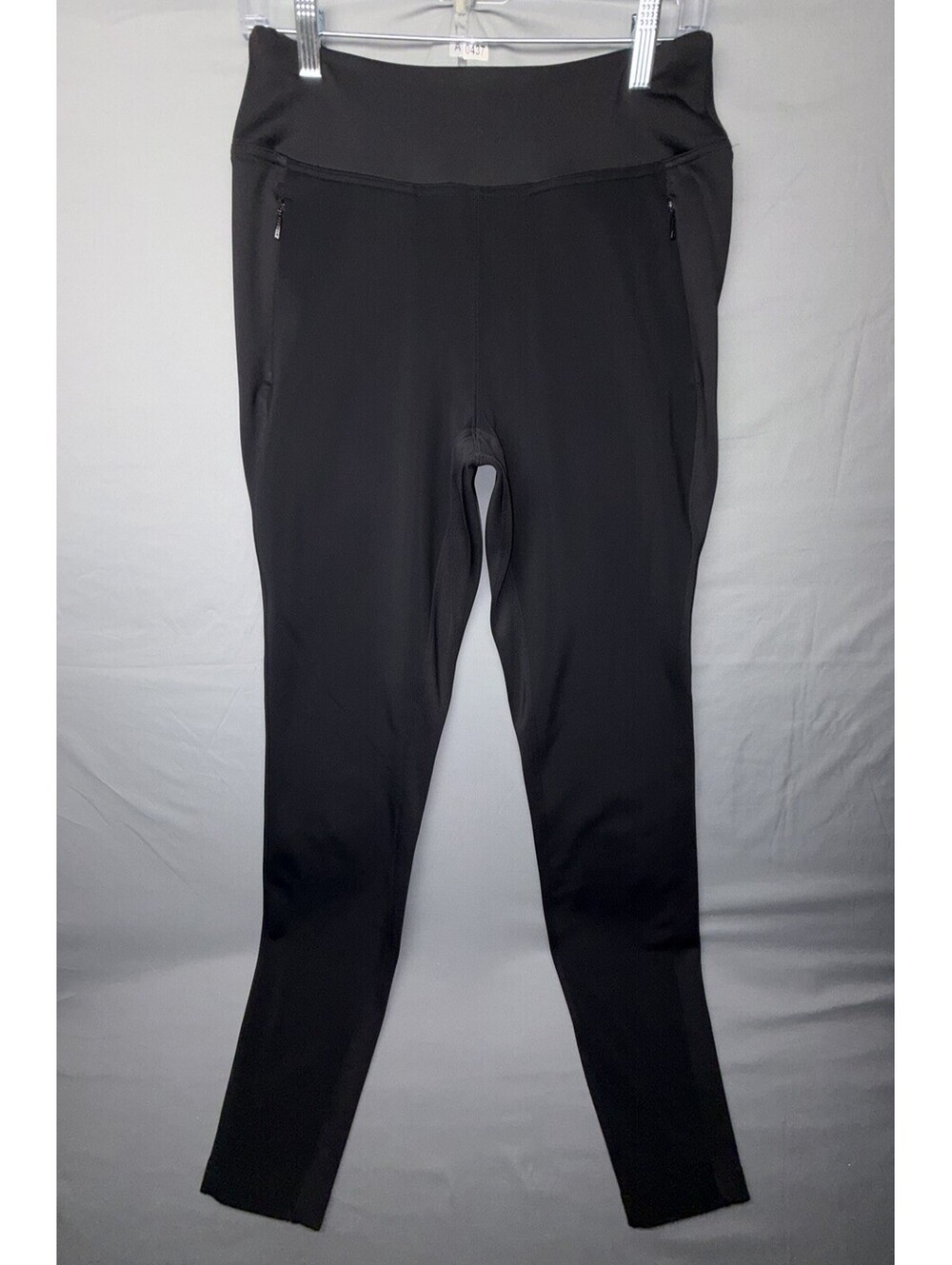 Athleta Peak Hybrid Fleece Tight Leggings Womens Size 10 Tall Black Zip Pockets